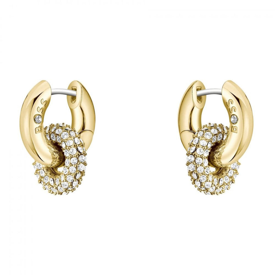 BOSS Ladies Live Precious Gold Plated Circle Hoop Earrings
