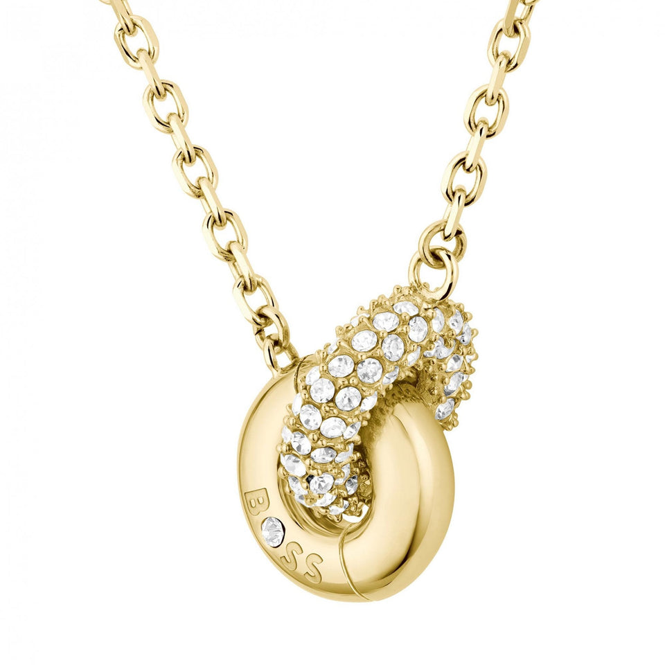 BOSS Ladies Live Precious Gold Plated Interlinked Circle Necklace