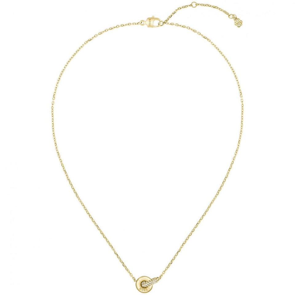 BOSS Ladies Live Precious Gold Plated Interlinked Circle Necklace