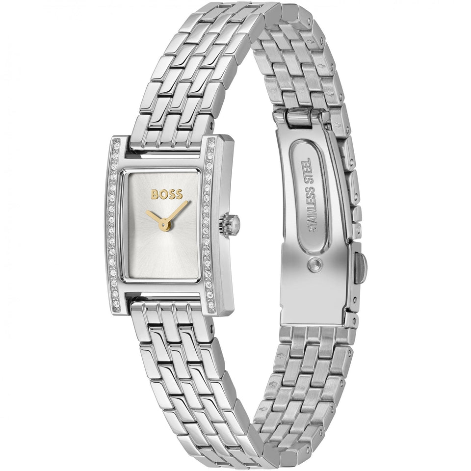 BOSS Ladies LUCY Stone Set Square Dial Watch