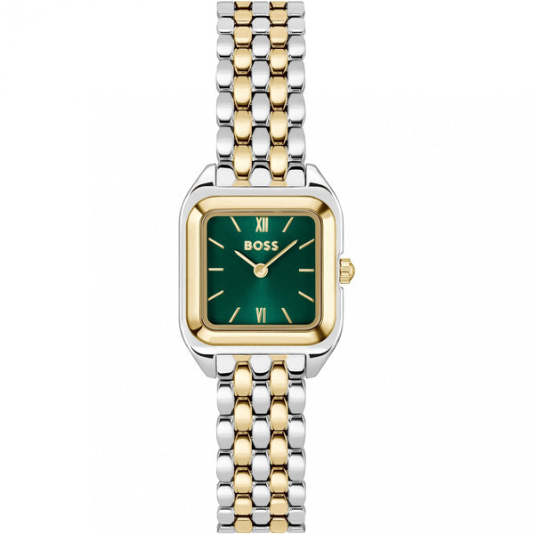 BOSS Ladies MAE PETITE Green Dial Two Tone Bracelet Watch