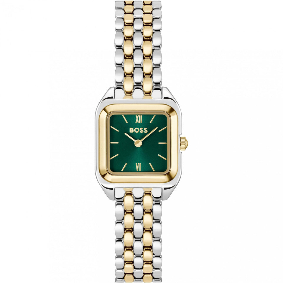BOSS Ladies MAE PETITE Green Dial Two Tone Bracelet Watch