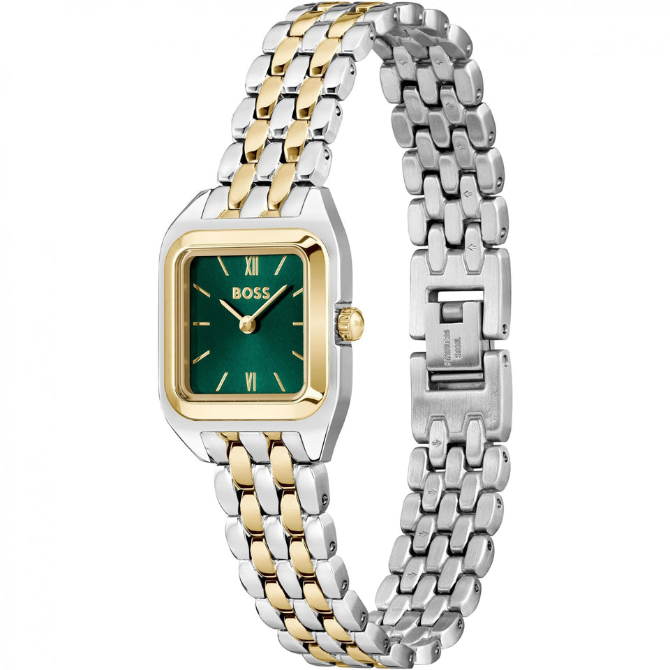 BOSS Ladies MAE PETITE Green Dial Two Tone Bracelet Watch