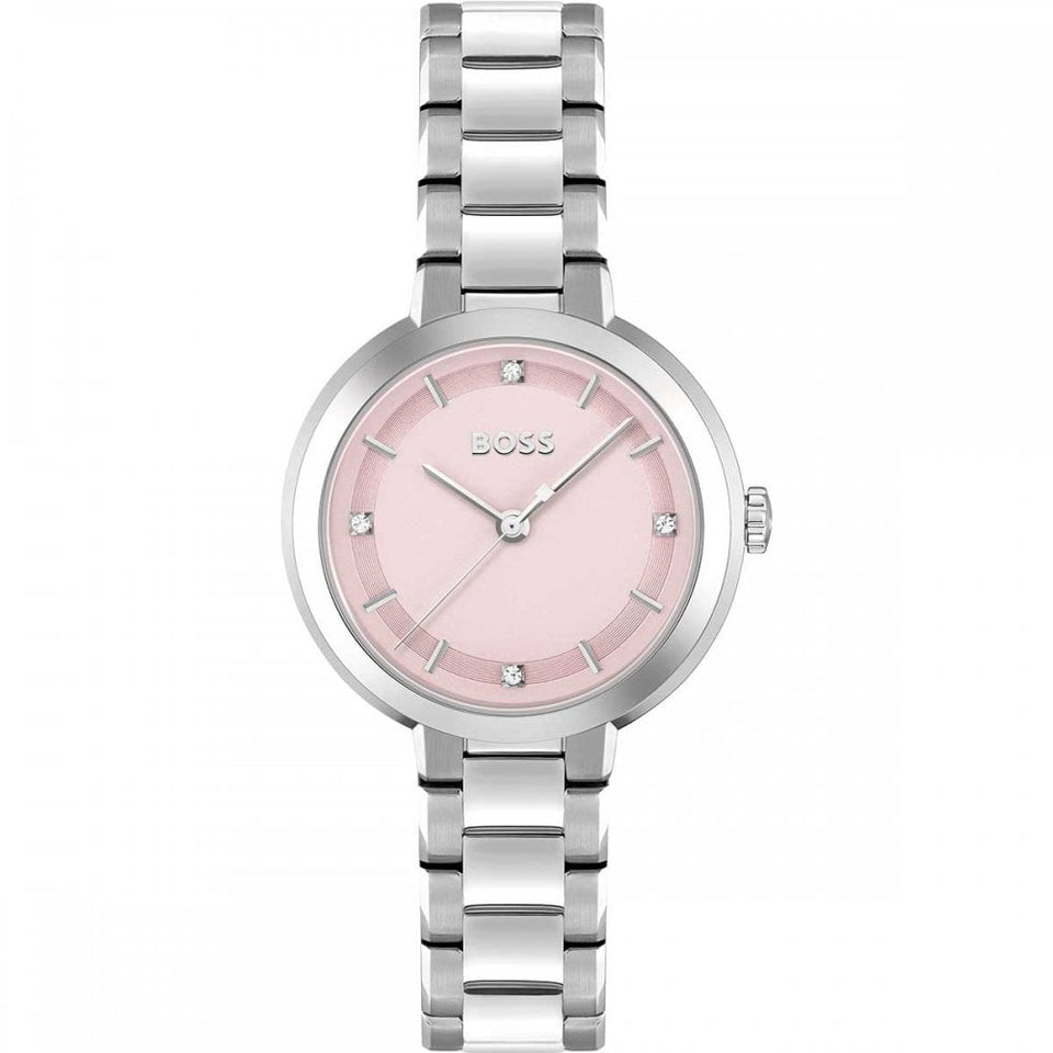 BOSS Ladies SENA Pink Dial Stainless Steel 34mm Watch