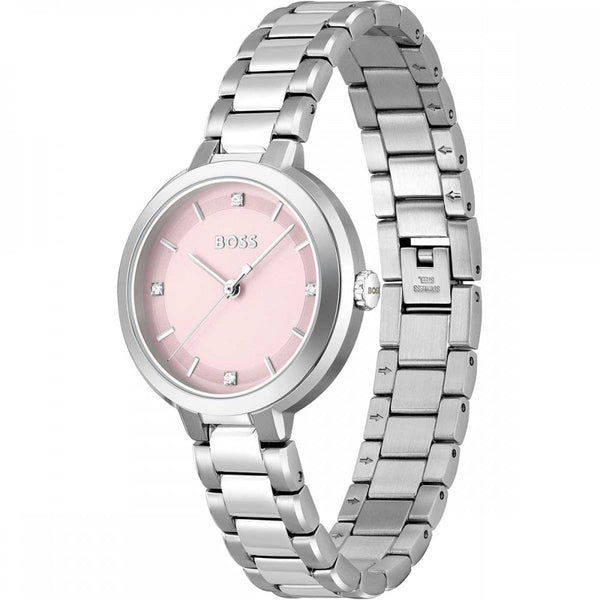 BOSS Ladies SENA Pink Dial Stainless Steel 34mm Watch