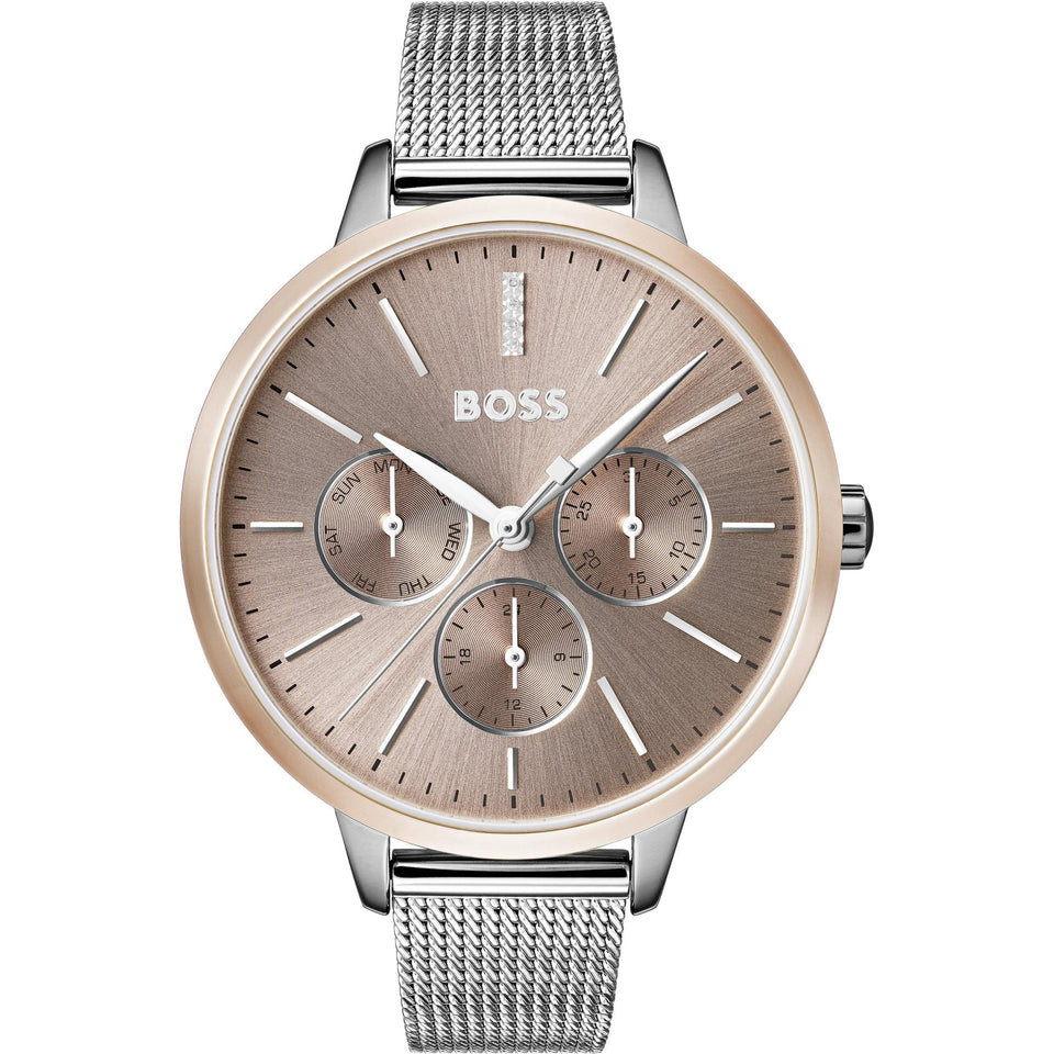 BOSS Ladies SYMPHONY Brown Dial Mesh Watch