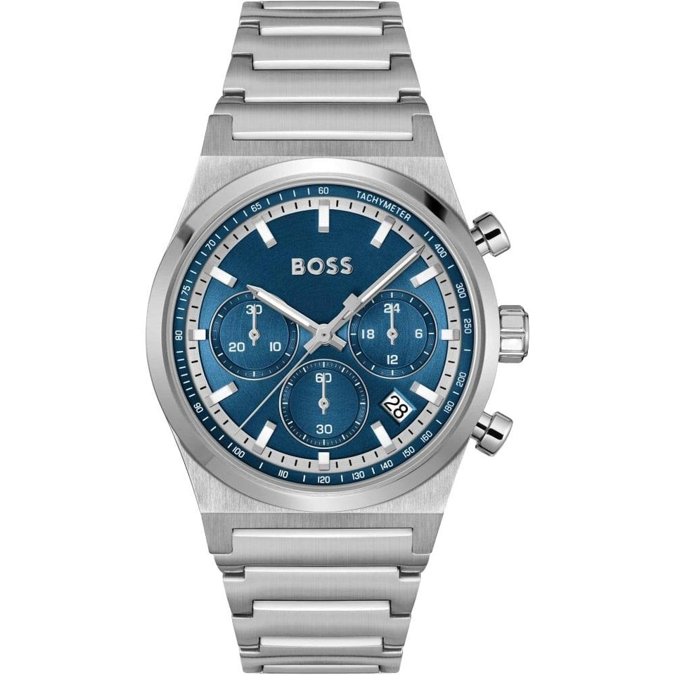 BOSS Men's CANDOR 41mm Blue Dial Chronograph Watch