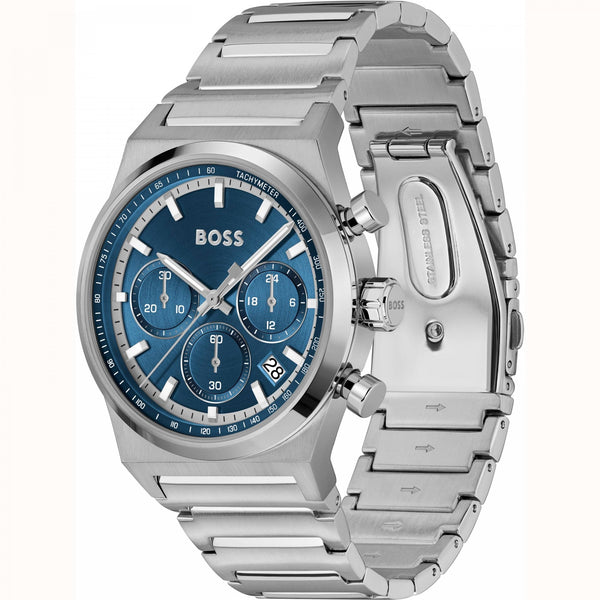 BOSS Men's CANDOR 41mm Blue Dial Chronograph Watch