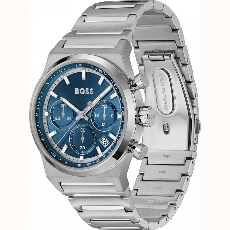 BOSS Men's CANDOR 41mm Blue Dial Chronograph Watch