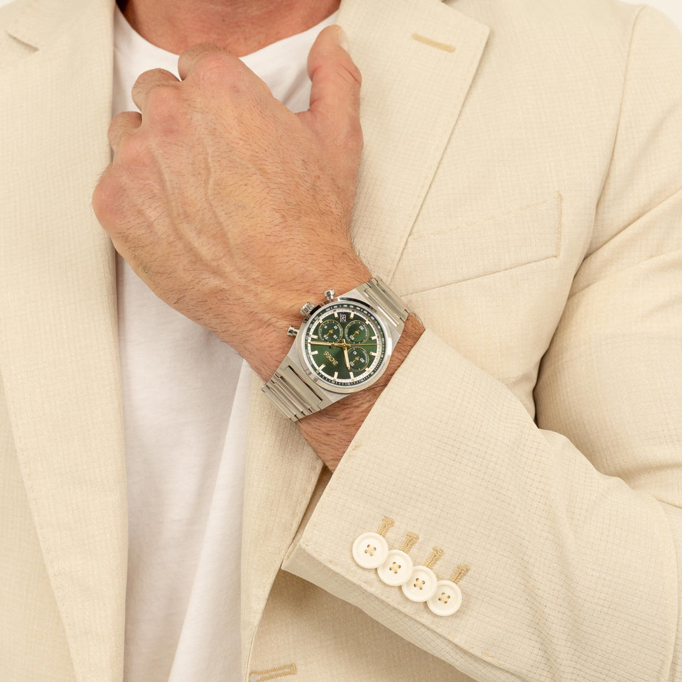 BOSS Men's CANDOR 41mm Green Dial Chronograph Watch