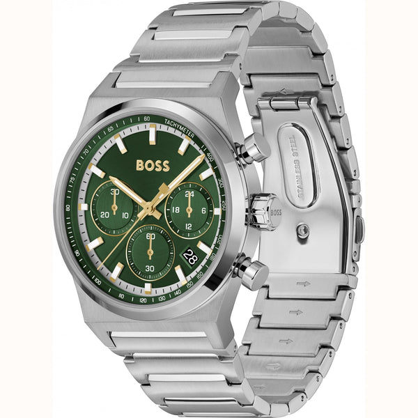 BOSS Men's CANDOR 41mm Green Dial Chronograph Watch