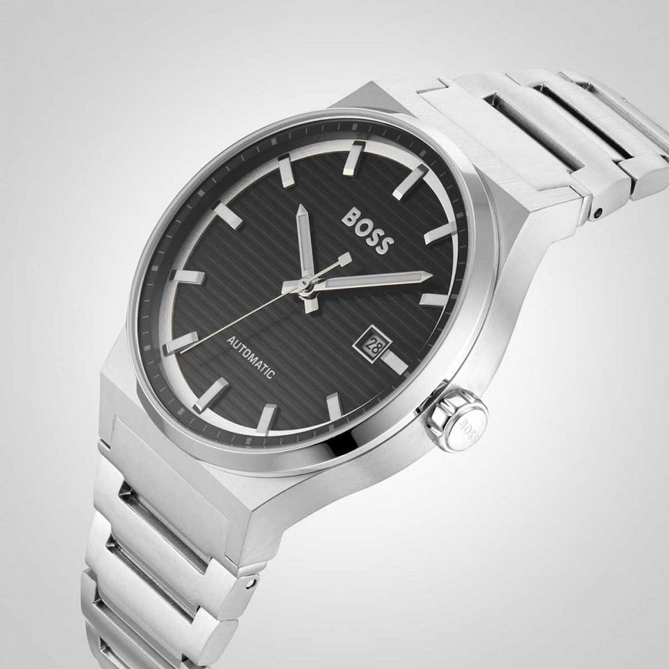 BOSS Men's CANDOR Automatic 41mm Black Dial Watch