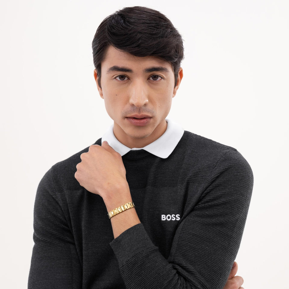 BOSS Men's Candor Gold Toned Linked Bracelet