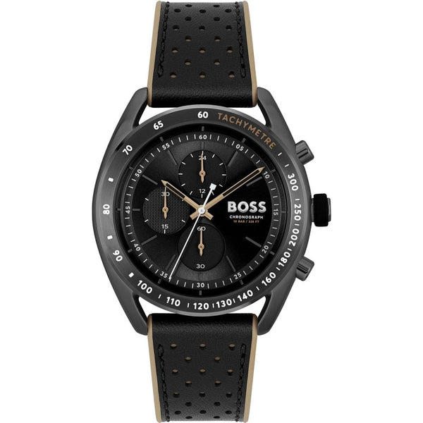 BOSS Men's CENTRE COURT Black Strap Chronograph Watch