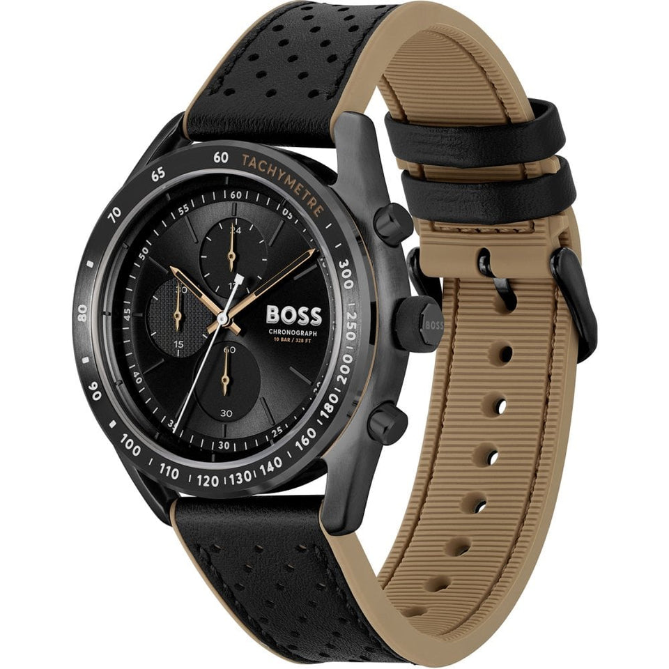 BOSS Men's CENTRE COURT Black Strap Chronograph Watch