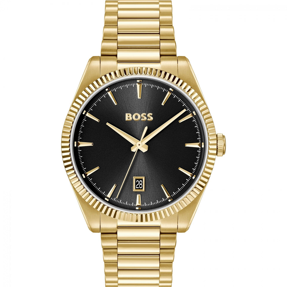 BOSS Men's Cheswick Black Dial Gold Tone Bracelet Watch