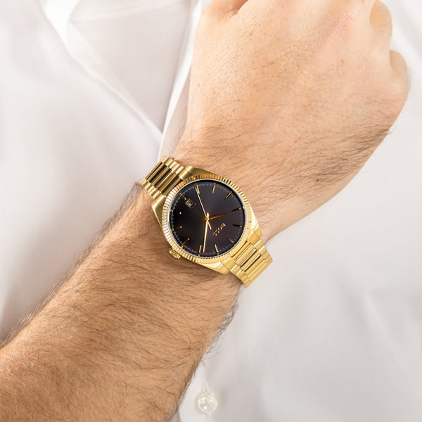 BOSS Men's Cheswick Black Dial Gold Tone Bracelet Watch