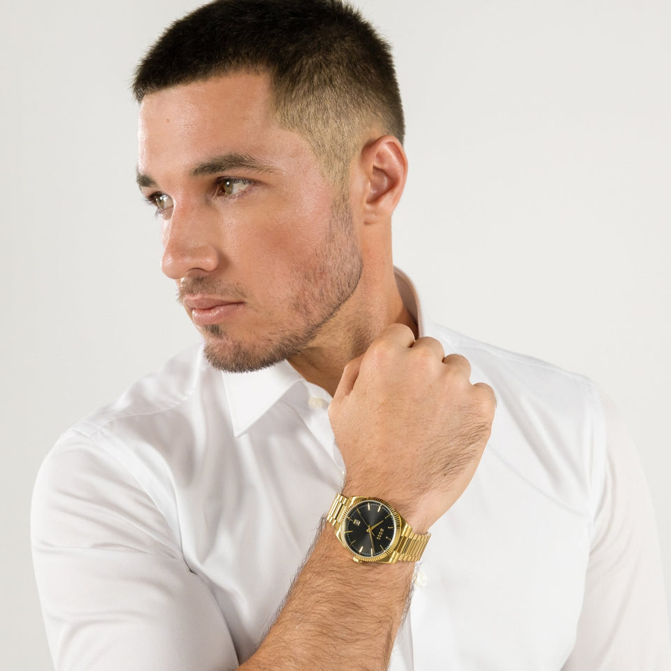 BOSS Men's Cheswick Black Dial Gold Tone Bracelet Watch