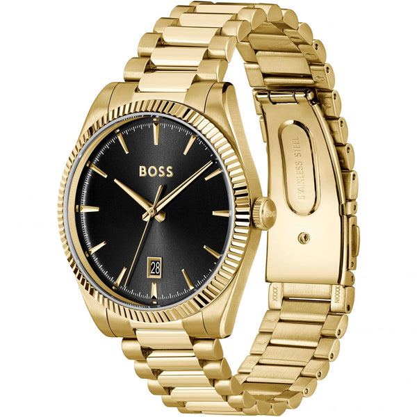 BOSS Men's Cheswick Black Dial Gold Tone Bracelet Watch