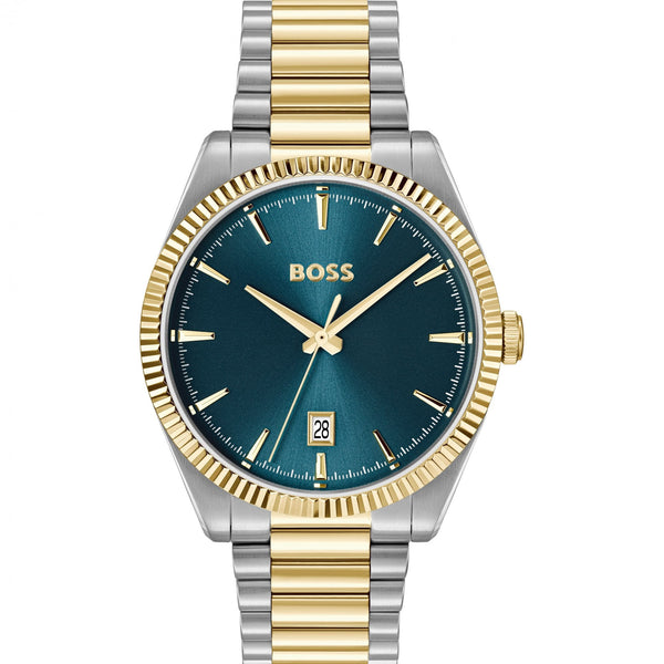 BOSS Men's Cheswick Blue Dial Two Tone Bracelet Watch