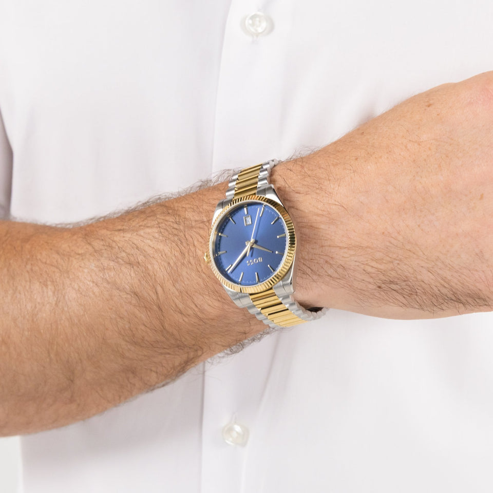 BOSS Men's Cheswick Blue Dial Two Tone Bracelet Watch