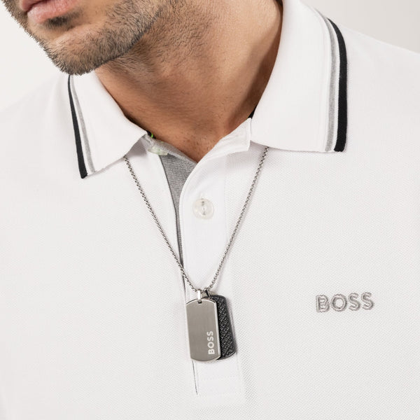 BOSS Men's Devon Black Double Dog Tag Pendant Necklace