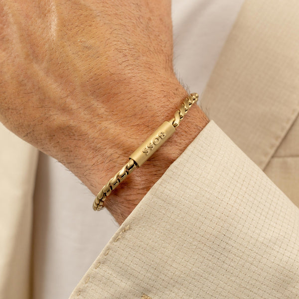 BOSS Men's Doran Twist Gold Plated Chain Bracelet