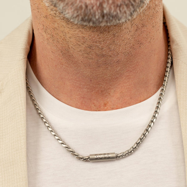 BOSS Men's Doran Twist Stainless Steel Chain Necklace