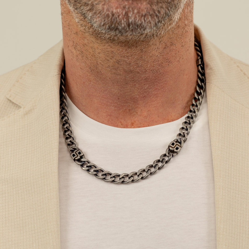 BOSS Men's Double B Absolute Aged Chain Necklace