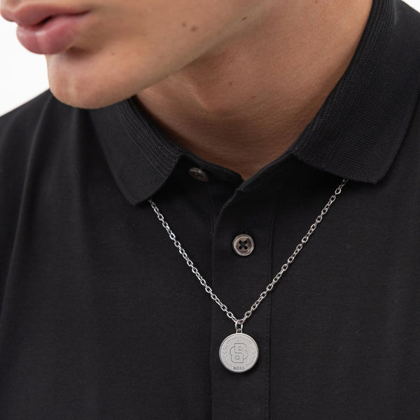 BOSS Men's Double B Monogram Drop Necklace