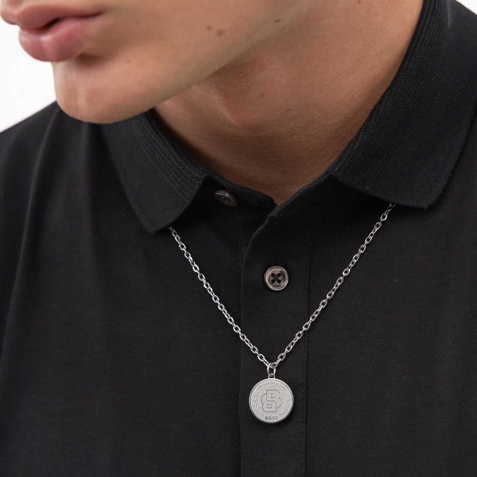 BOSS Men's Double B Monogram Drop Necklace