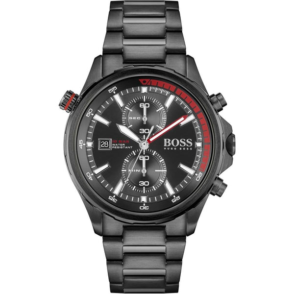 BOSS Men's GLOBETROTTER Black IP Bracelet Watch