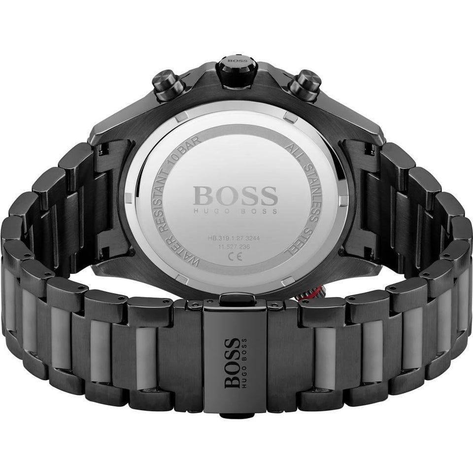 BOSS Men's GLOBETROTTER Black IP Bracelet Watch