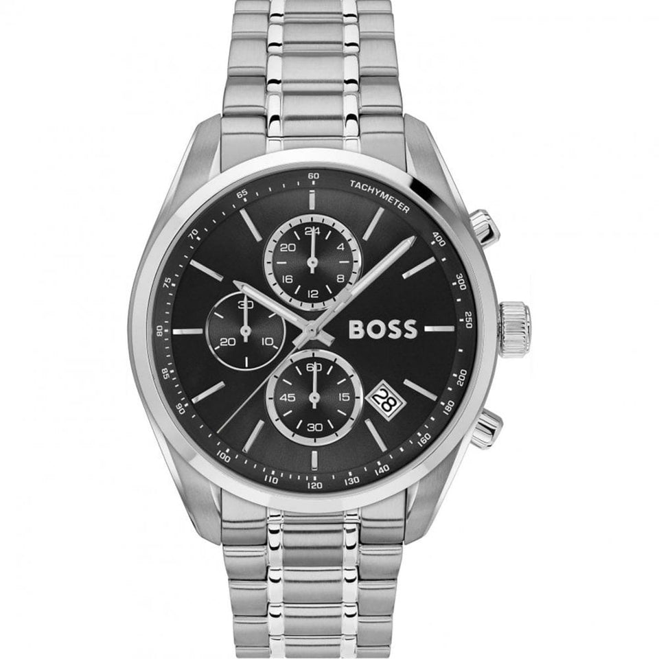 BOSS Men's Grand Prix 44mm Black Dial Bracelet Watch