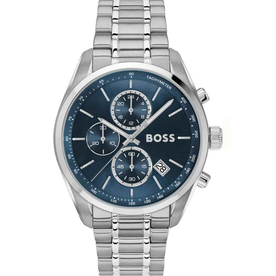 BOSS Men's Grand Prix 44mm Blue Dial Bracelet Watch