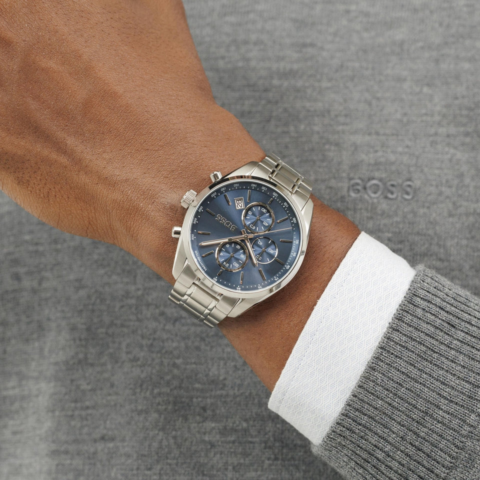 BOSS Men's Grand Prix 44mm Blue Dial Bracelet Watch