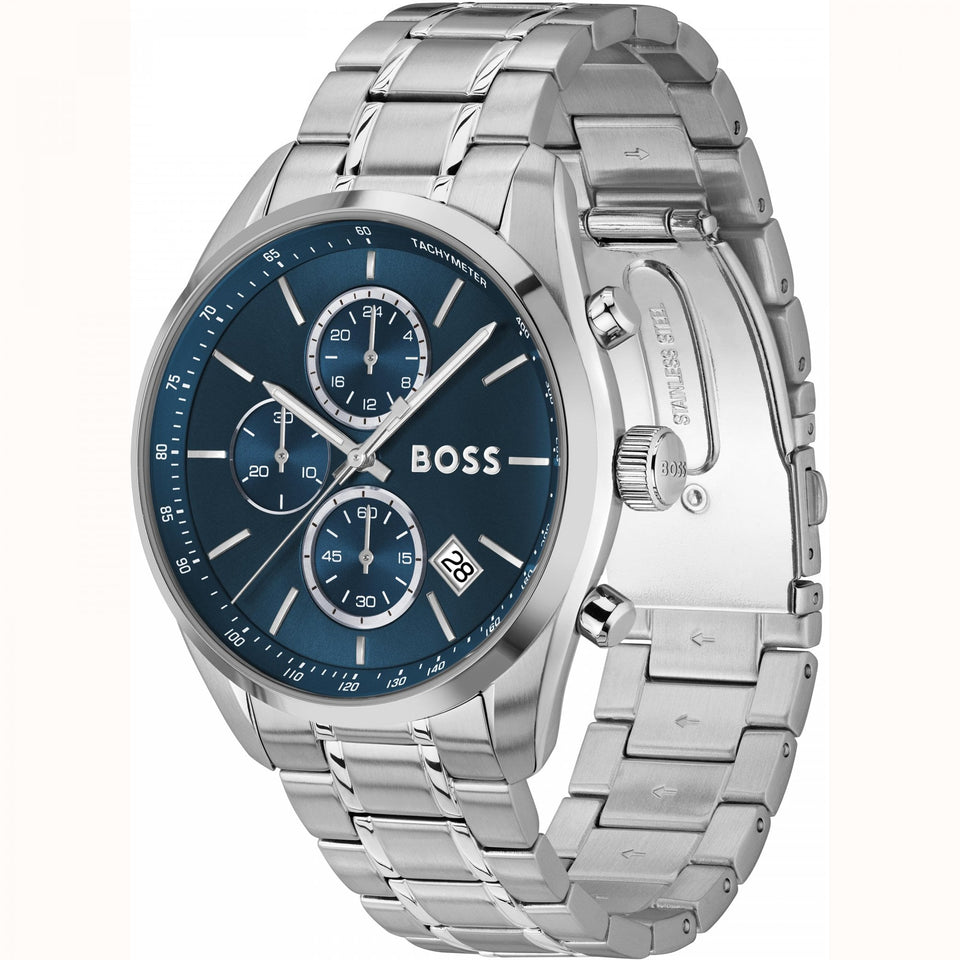 BOSS Men's Grand Prix 44mm Blue Dial Bracelet Watch