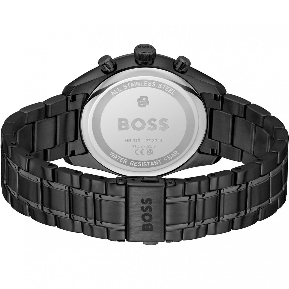 BOSS Men's Grand Prix Blue Dial Black IP Plated Bracelet Watch