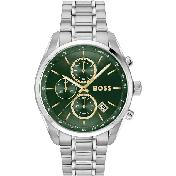 BOSS Men's GRAND PRIX Green Dial Bracelet Watch