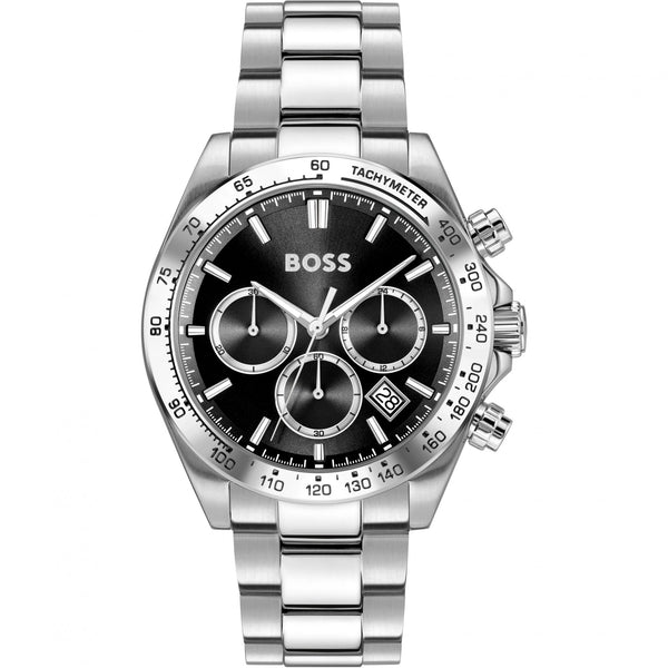 BOSS Men's HERO Black Dial Stainless Steel Chronograph Watch