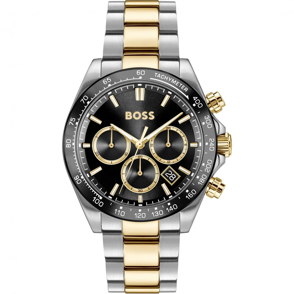 BOSS Men's HERO Black Dial Two Tone Bracelet Watch