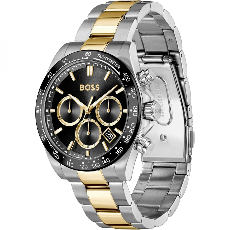BOSS Men's HERO Black Dial Two Tone Bracelet Watch