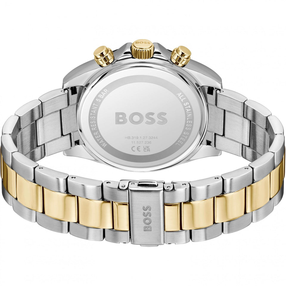 BOSS Men's HERO Black Dial Two Tone Bracelet Watch