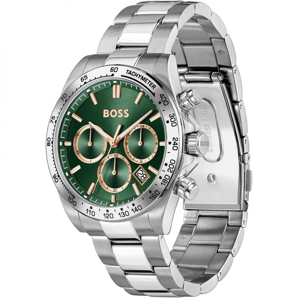 BOSS Men's HERO Green Dial Chronograph Watch