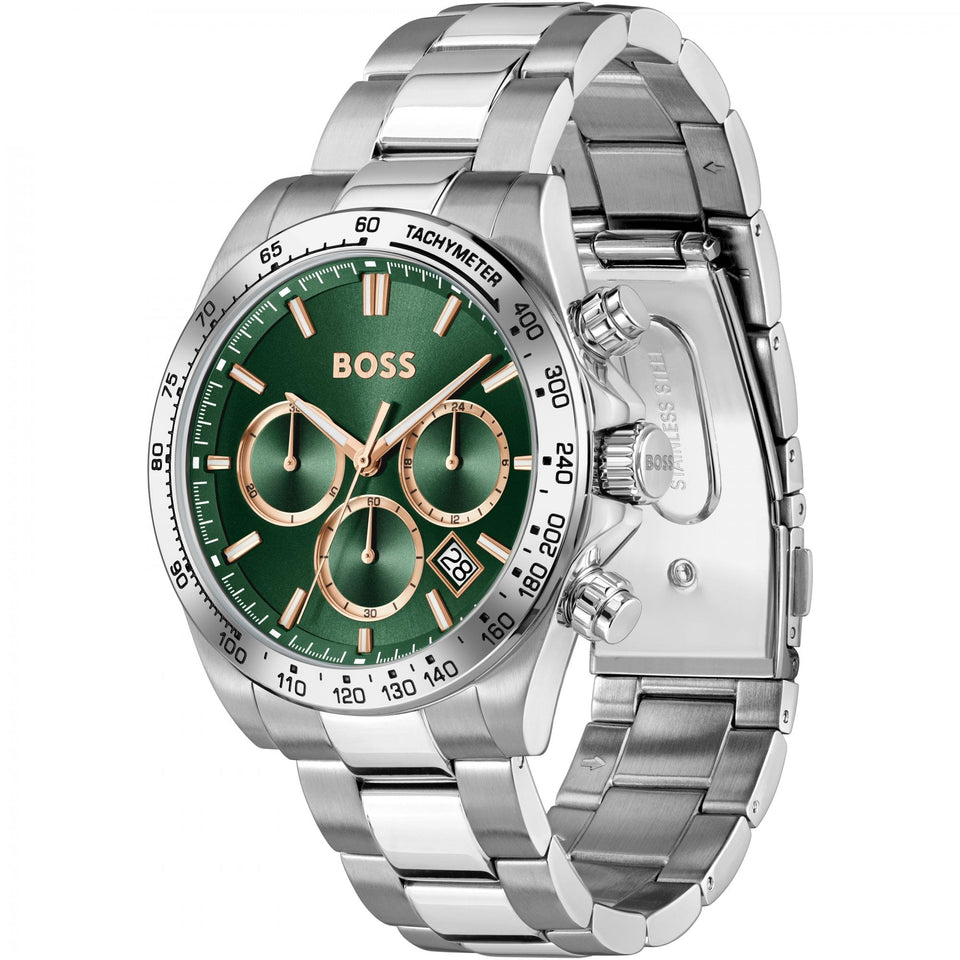BOSS Men's HERO Green Dial Chronograph Watch
