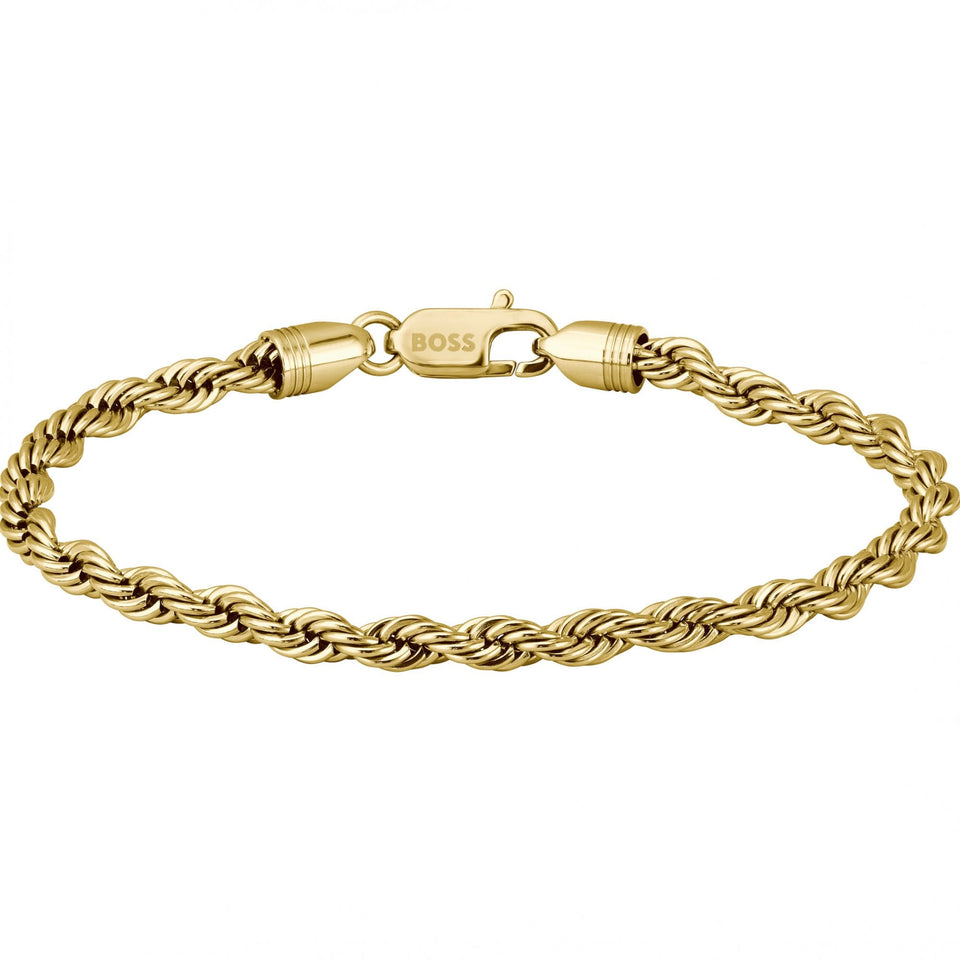 BOSS Men's Myles Gold Plated Twist Chain Bracelet