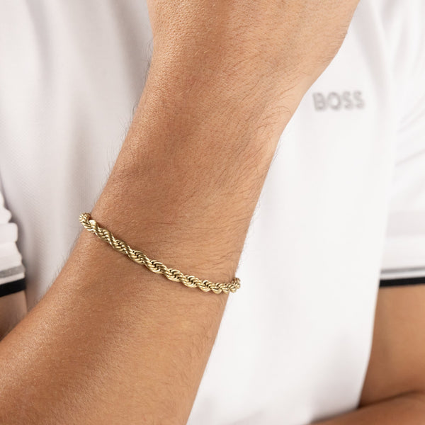 BOSS Men's Myles Gold Plated Twist Chain Bracelet