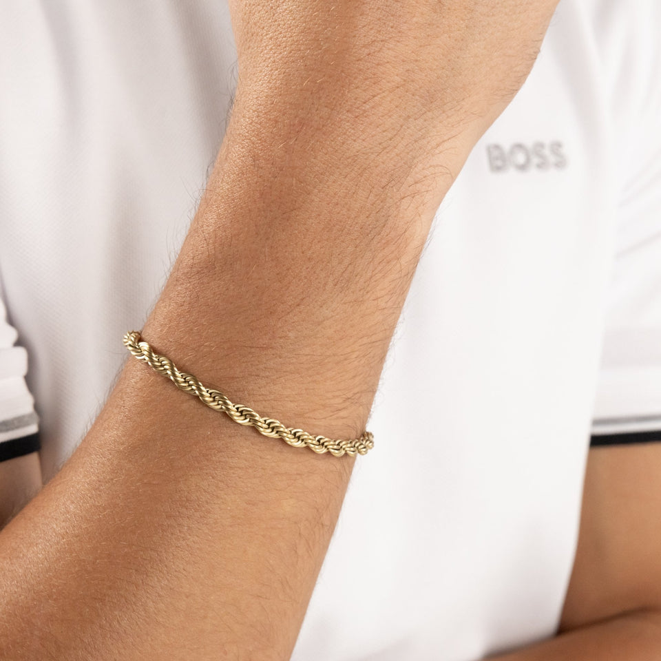 BOSS Men's Myles Gold Plated Twist Chain Bracelet