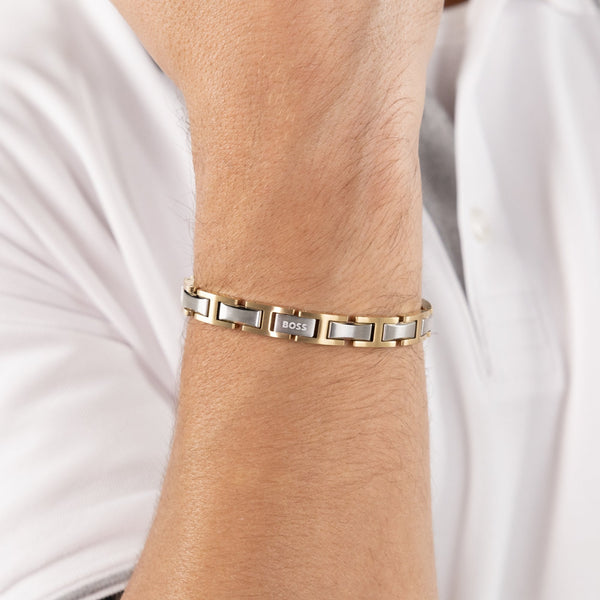 BOSS Men's Nolan Two Tone Chain Link Bracelet