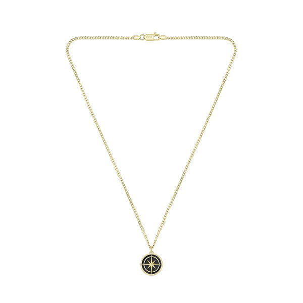 BOSS Men's North Star Black & Gold Plated Necklace